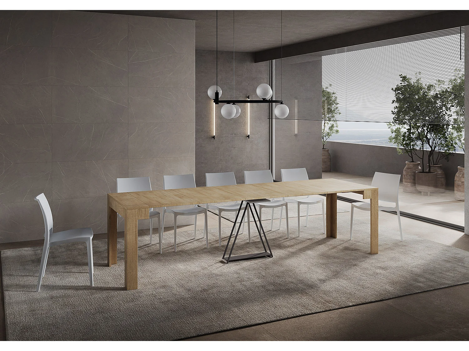 Ausziehbarer Konsolentisch 90x42/302 cm Scicca Eiche Natur