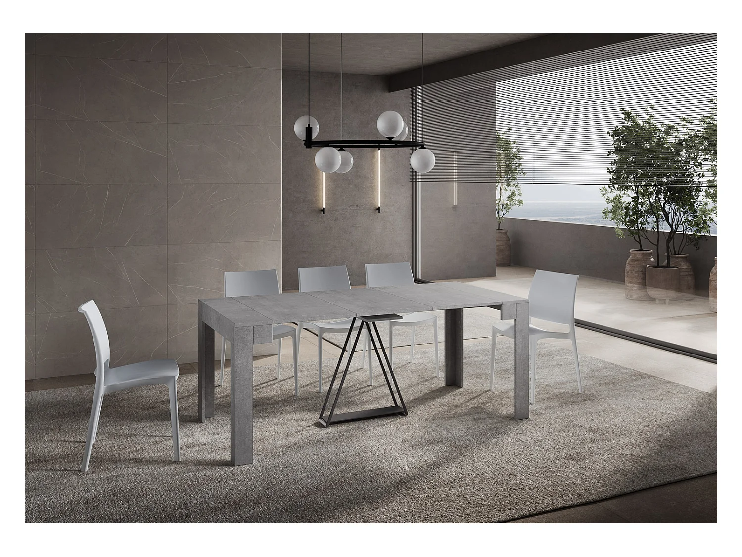 Console extensible 90x42/302 cm Scicca Gris Béton