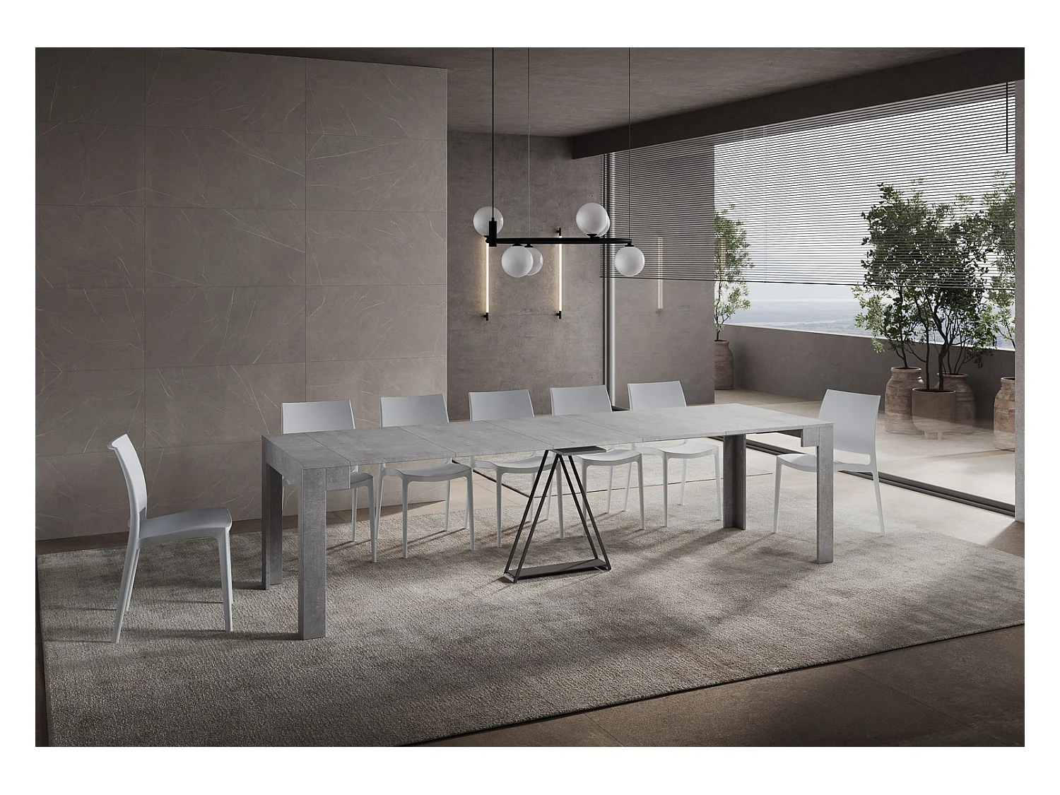 Console extensible 90x42/302 cm Scicca Gris Béton