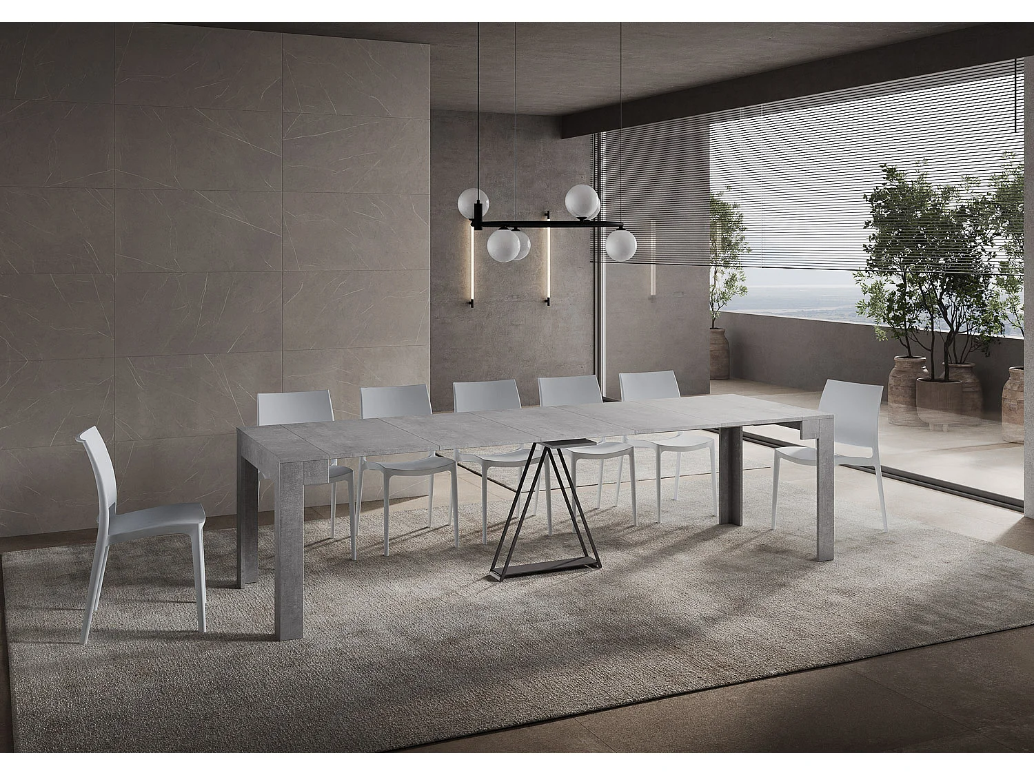 Console extensible 90x42/302 cm Scicca Gris Béton