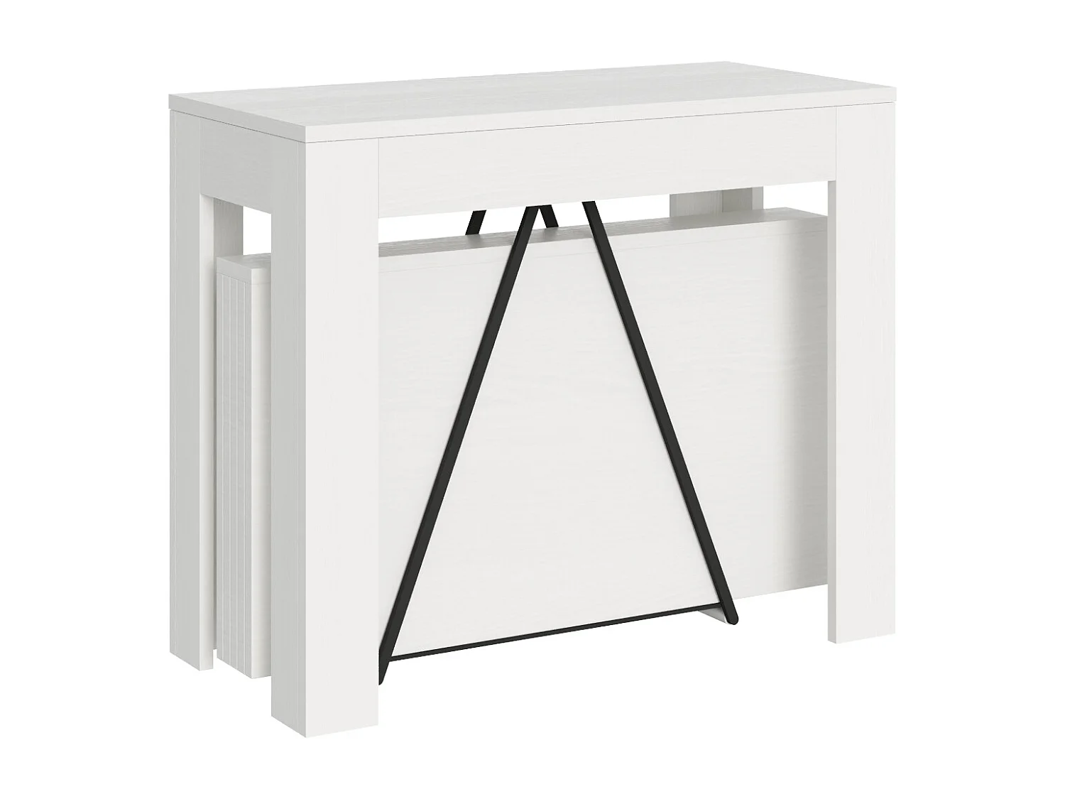 Console extensible 90x42/198 cm Scicca Small Frêne Blanc