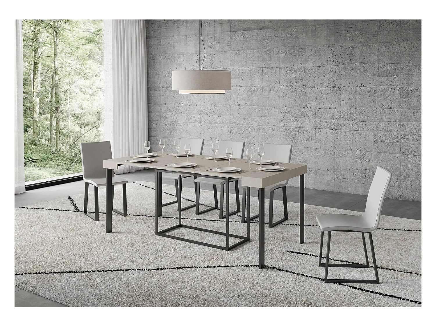 Console extensible 90x40/300 cm Nordica Cachemire cadre Anthracite