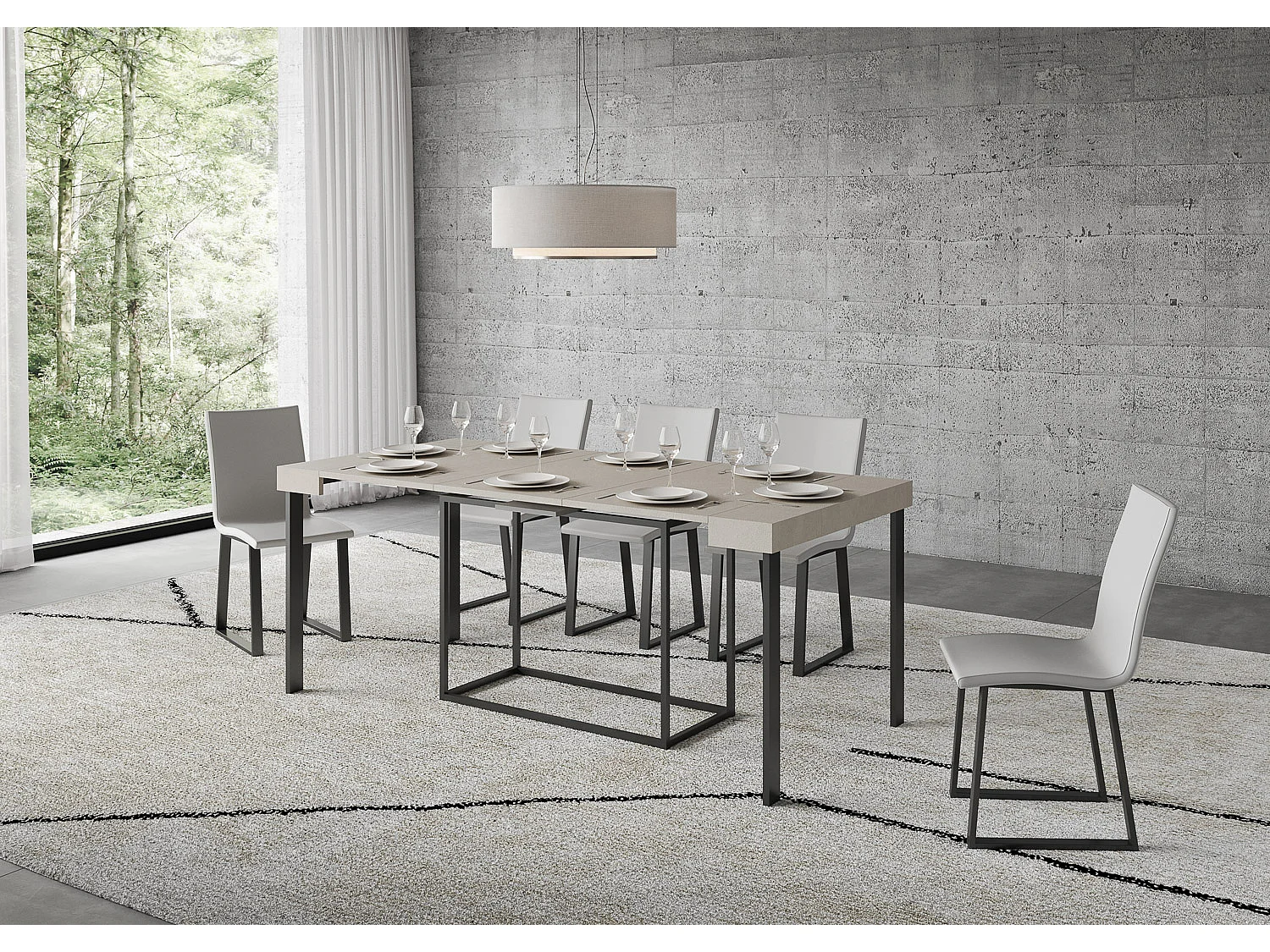 Console extensible 90x40/300 cm Nordica Cachemire cadre Anthracite