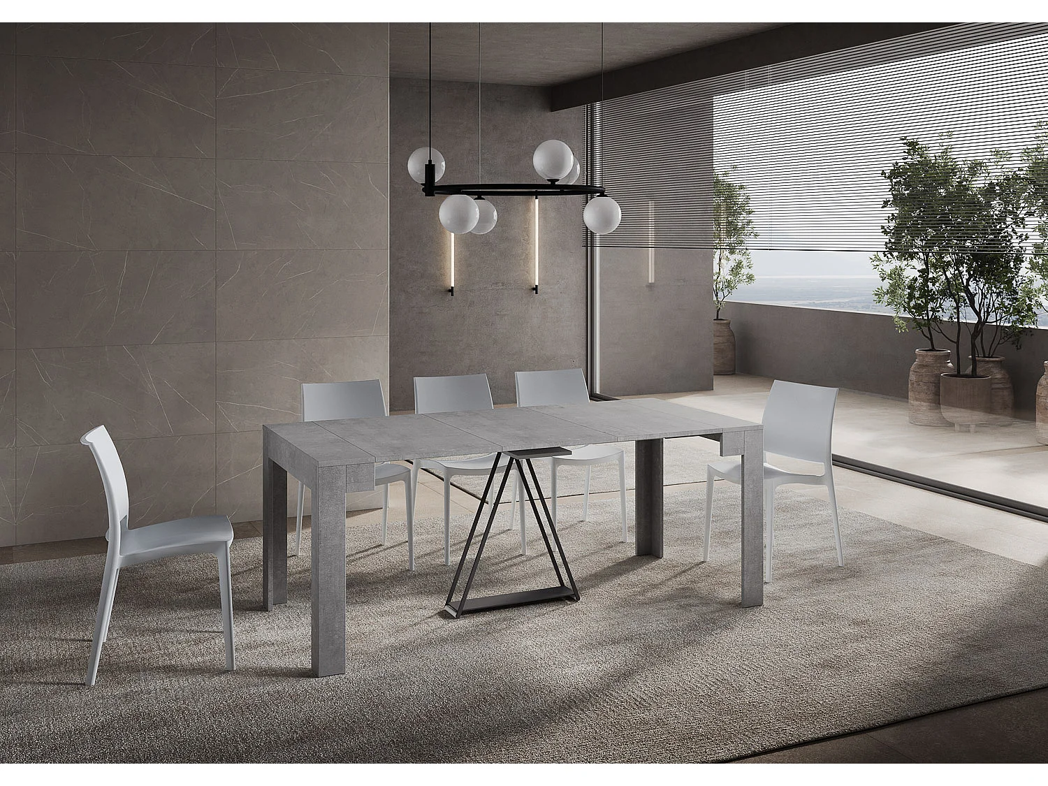 Console extensible 90x42/198 cm Scicca Small Gris Béton