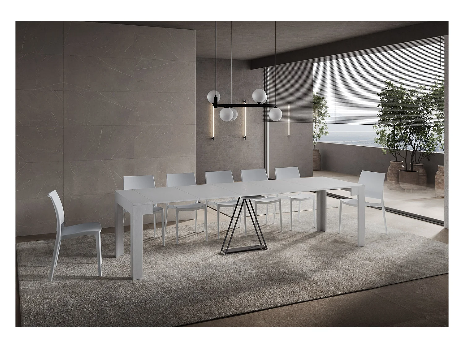 Console extensible 90x42/302 cm Scicca Frêne Blanc