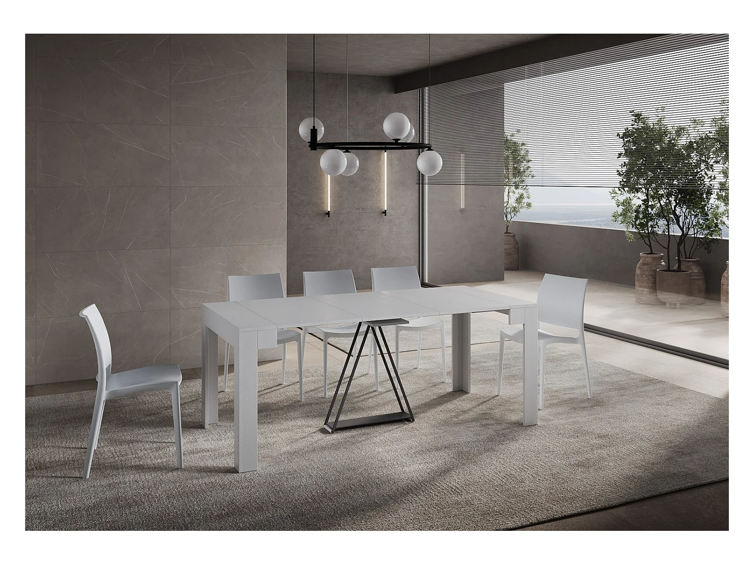 Console extensible 90x42/302 cm Scicca Frêne Blanc