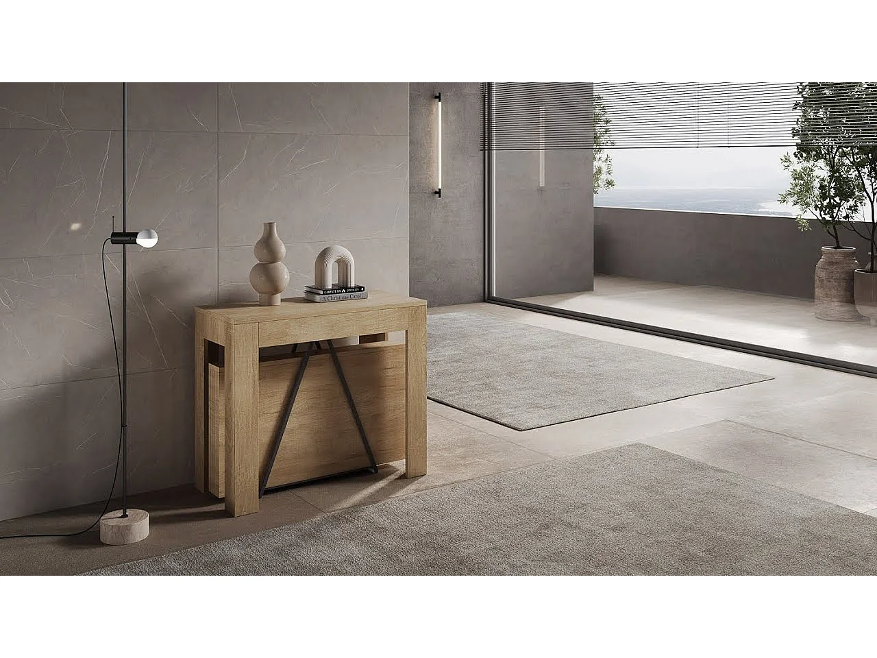 Consolle allungabile 90x42/302 cm Scicca bianco frassino