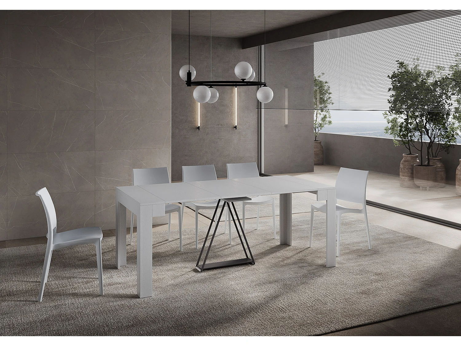 Console extensible 90x42/302 cm Scicca Frêne Blanc