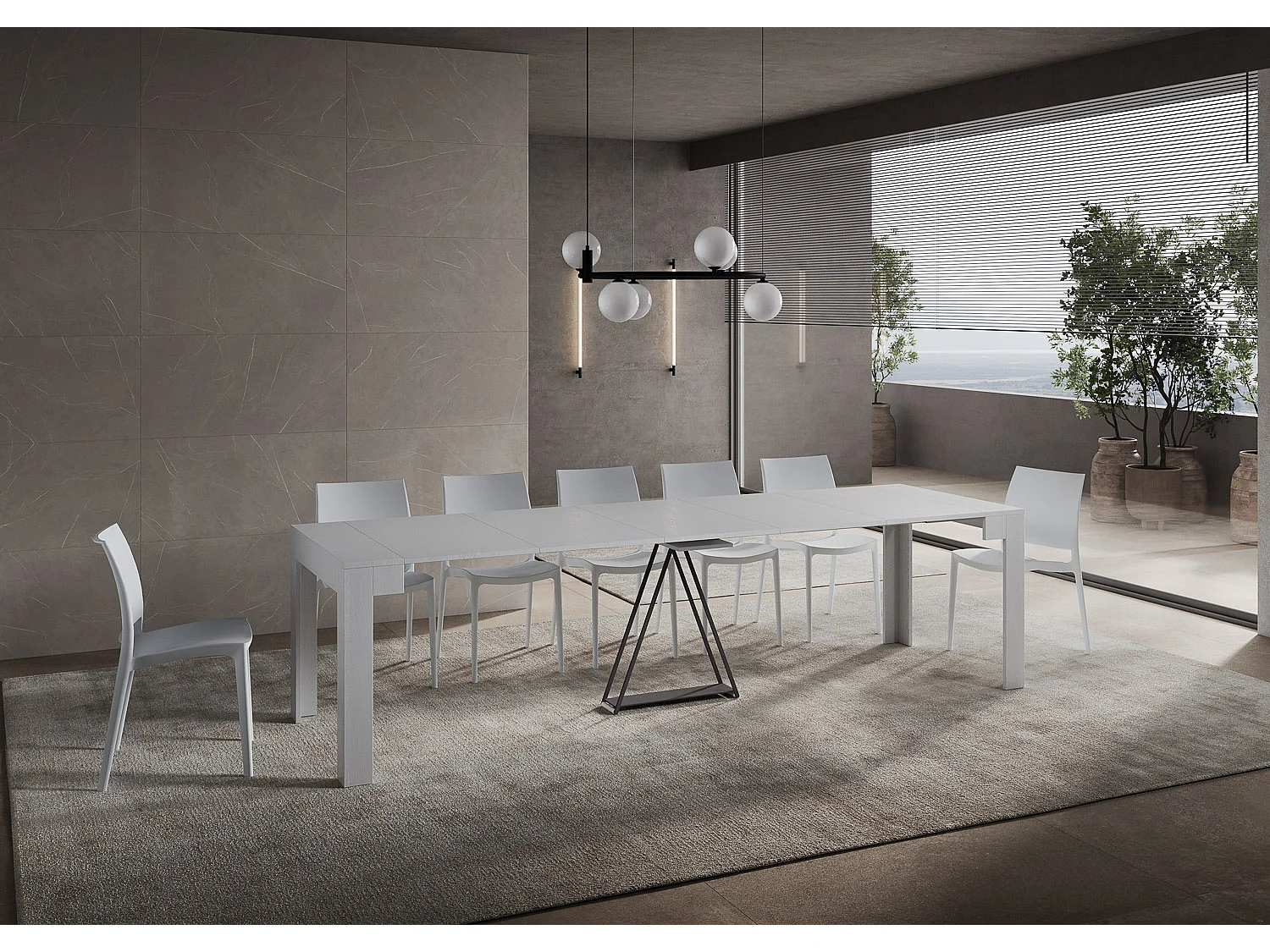 Console extensible 90x42/302 cm Scicca Frêne Blanc