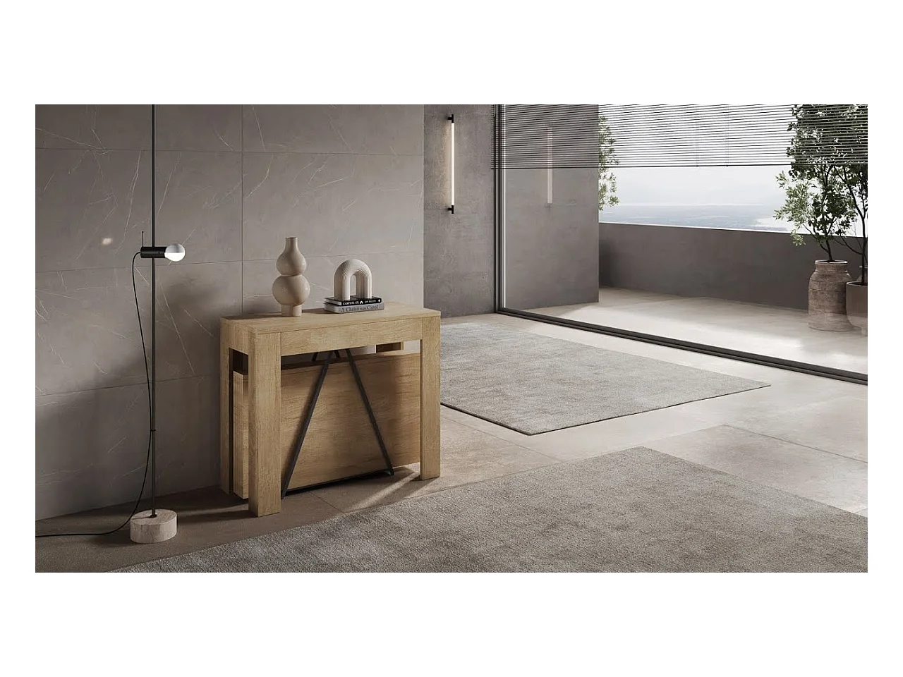 Console extensible 90x42/198 cm Scicca Small Chêne Nature