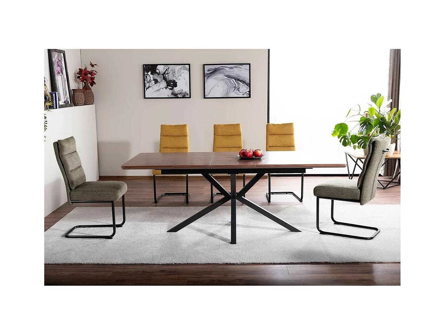 Table à manger extensible 160-200 cm aspect noyer Tommy