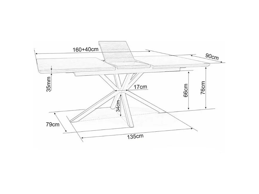 Table à manger extensible 160-200 cm aspect noyer Tommy