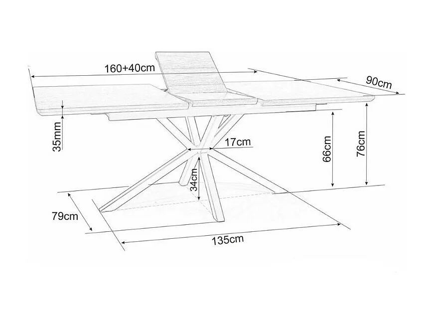 Tavolo da pranzo Tommy allungabile in noce 160-200 cm