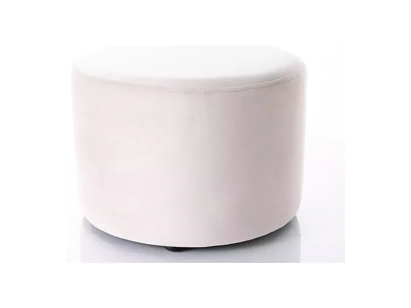 Pouf rond en velours 43 x 32 cm beige clair DELTA