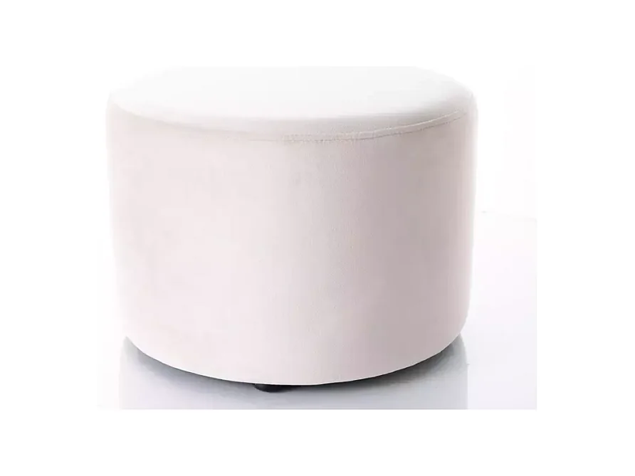 Pouf rond en velours 43 x 32 cm beige clair DELTA