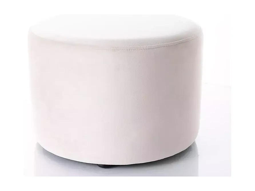 Pouf rond en velours 43 x 32 cm beige clair DELTA