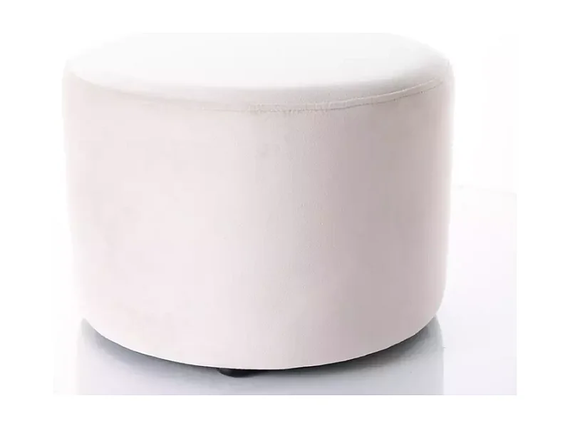 Pouf rond en velours 43 x 32 cm beige clair DELTA