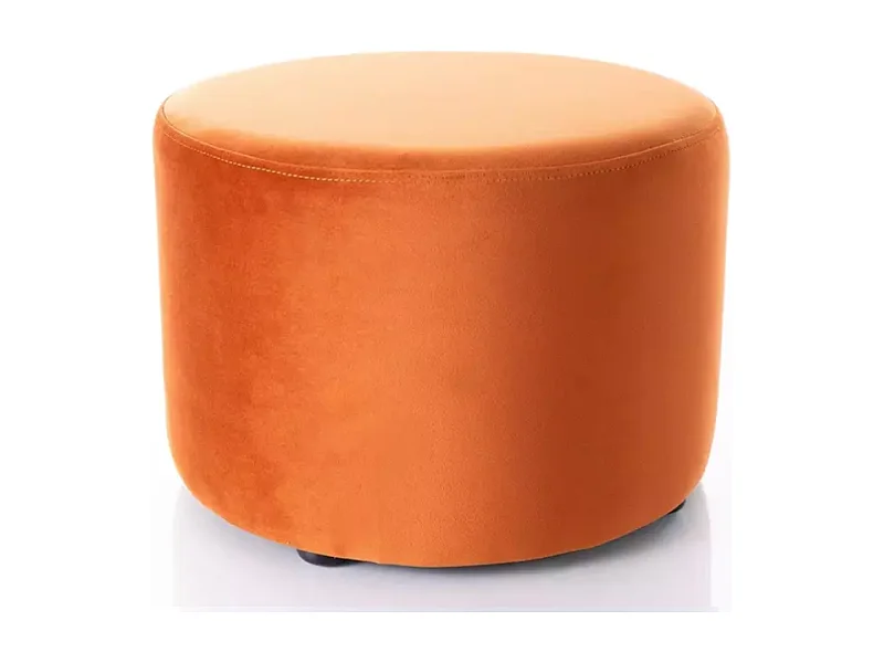 Pouf rond en velours 43 x 32 cm cannelle DELTA