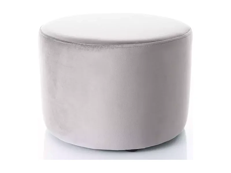 Pouf rond en velours 43 x 32 cm gris DELTA