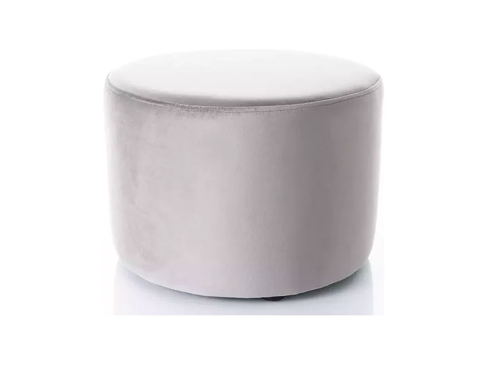 Pouf rond en velours 43 x 32 cm gris DELTA
