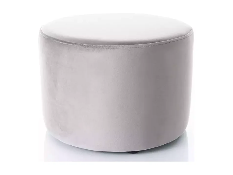 Pouf rond en velours 43 x 32 cm gris DELTA