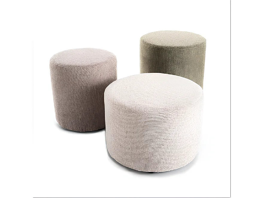 Pouf rond en tissu 38 x 42 cms beige olive VADIA