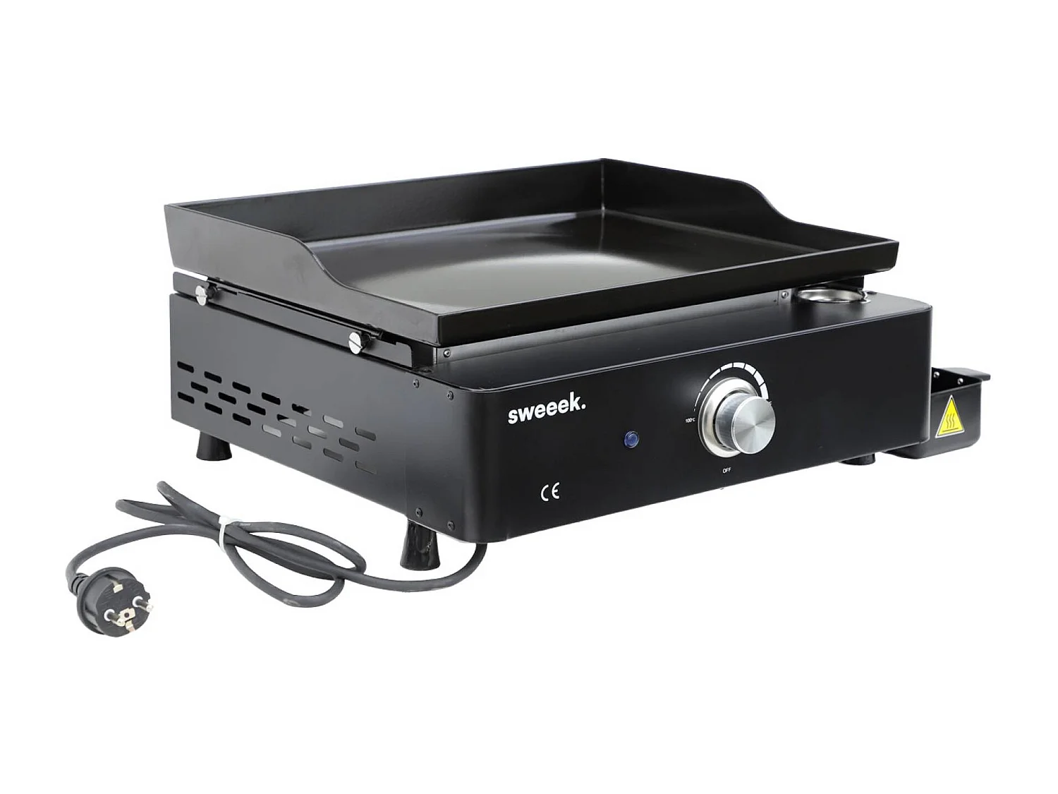 Plancha eléctrica 1 quemador con mesa, acero esmaltado de 2200w negro