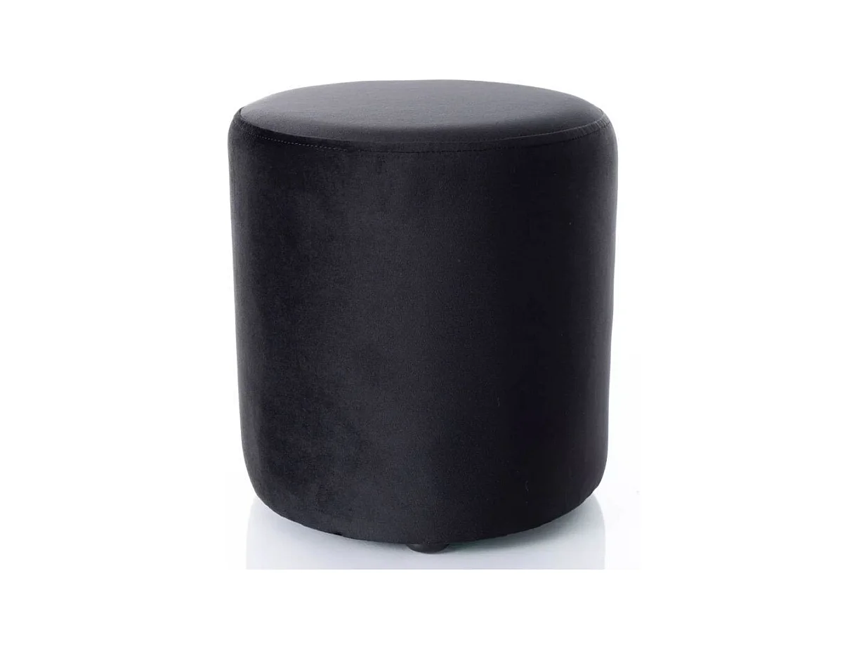 Pouf rond en velours 33 x 36 cm noir DELTA