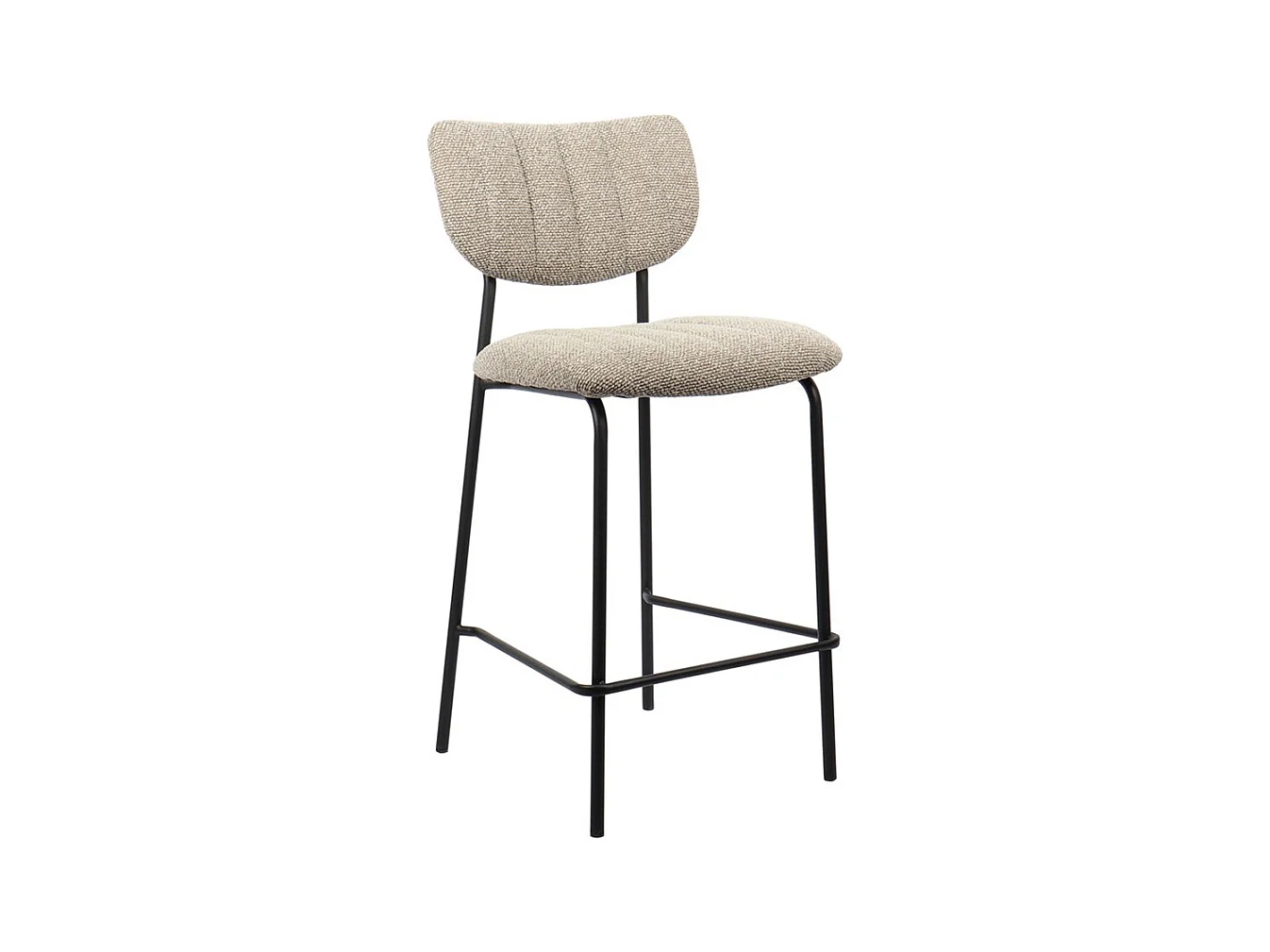 VENTURA-barkruk - Bruine stof - Zwarte metalen poten - Hoogte 97 cm - Design/industriële stijl