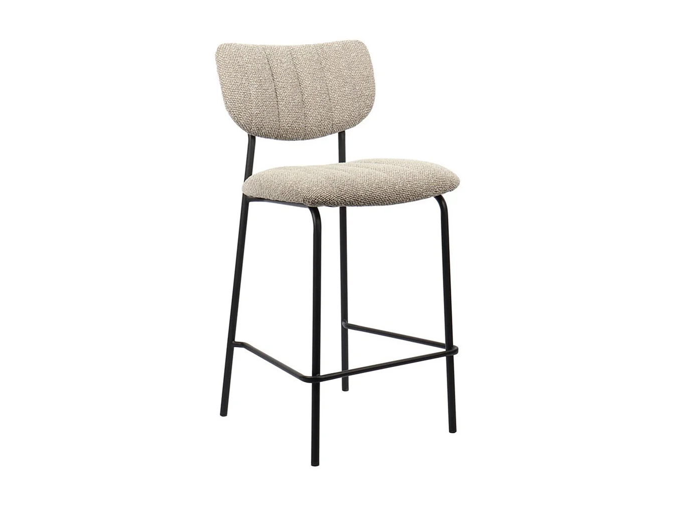 Chaise de comptoir VENTURA – Tissu brun – Pieds en métal noir – Hauteur 97 cm – Style design/industriel