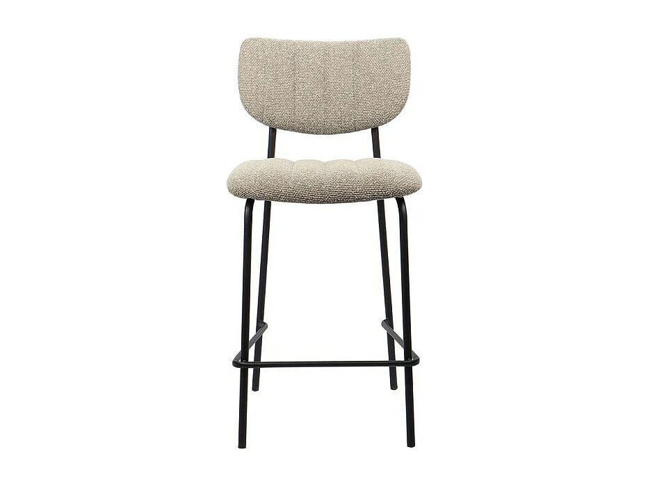 Chaise de comptoir VENTURA – Tissu brun – Pieds en métal noir – Hauteur 97 cm – Style design/industriel