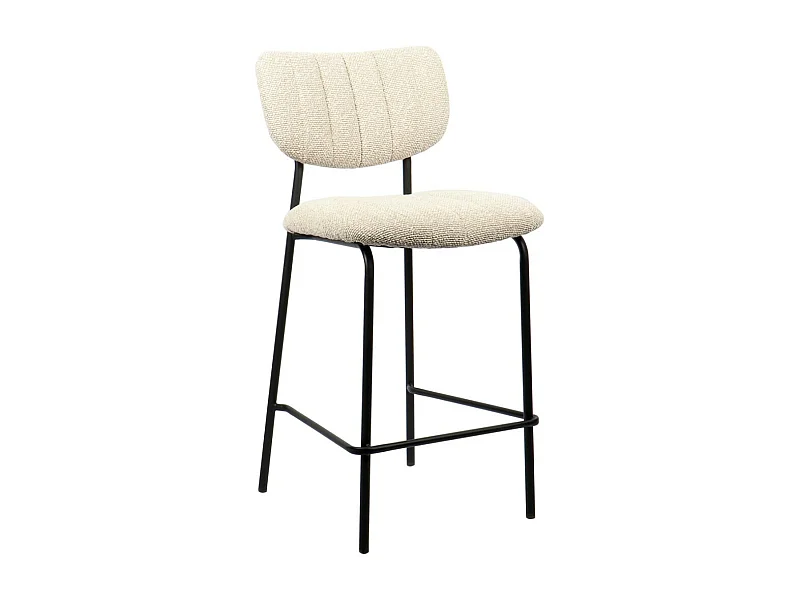 Counterstoel VENTURA - Beige stof - Zwarte metalen poten - Hoogte 97 cm - Design/industriële stijl