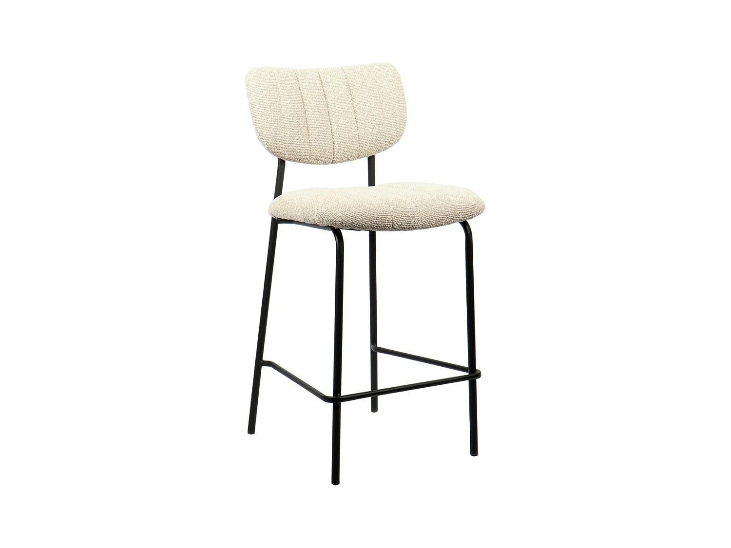 Cadeira de balcão VENTURA – Tecido bege – Pés de metal preto – Altura 97 cm – Estilo design/industrial