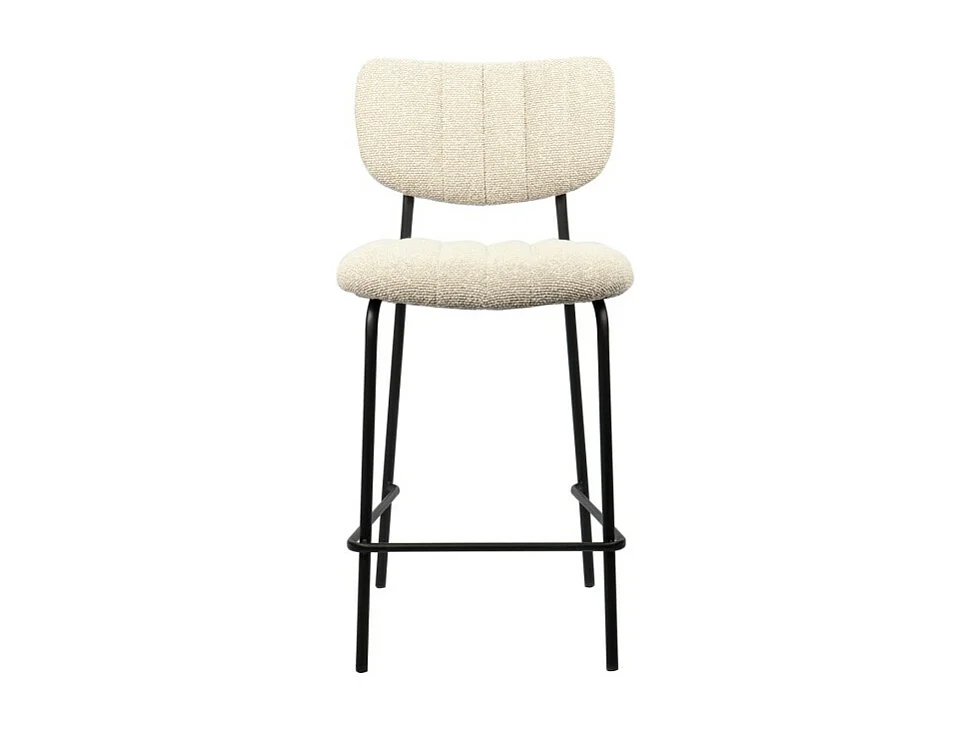 Cadeira de balcão VENTURA – Tecido bege – Pés de metal preto – Altura 97 cm – Estilo design/industrial