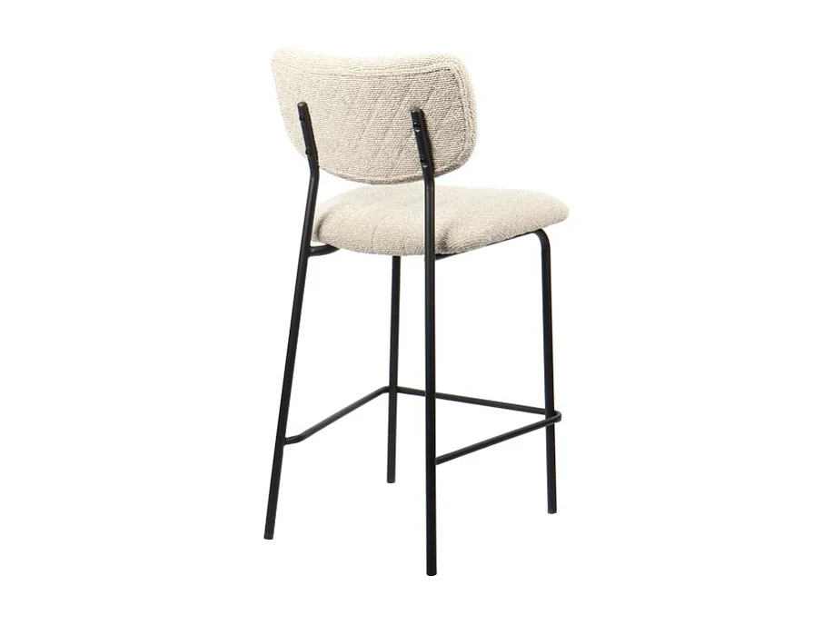 Cadeira de balcão VENTURA – Tecido bege – Pés de metal preto – Altura 97 cm – Estilo design/industrial