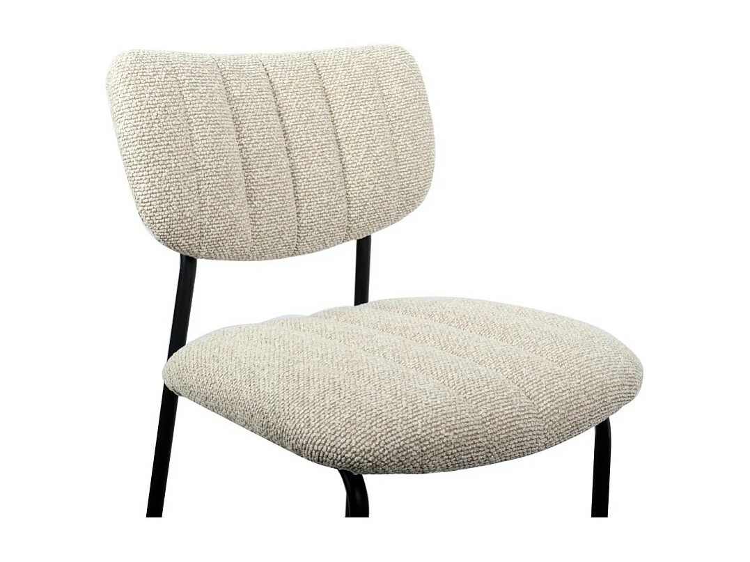 Cadeira de balcão VENTURA – Tecido bege – Pés de metal preto – Altura 97 cm – Estilo design/industrial