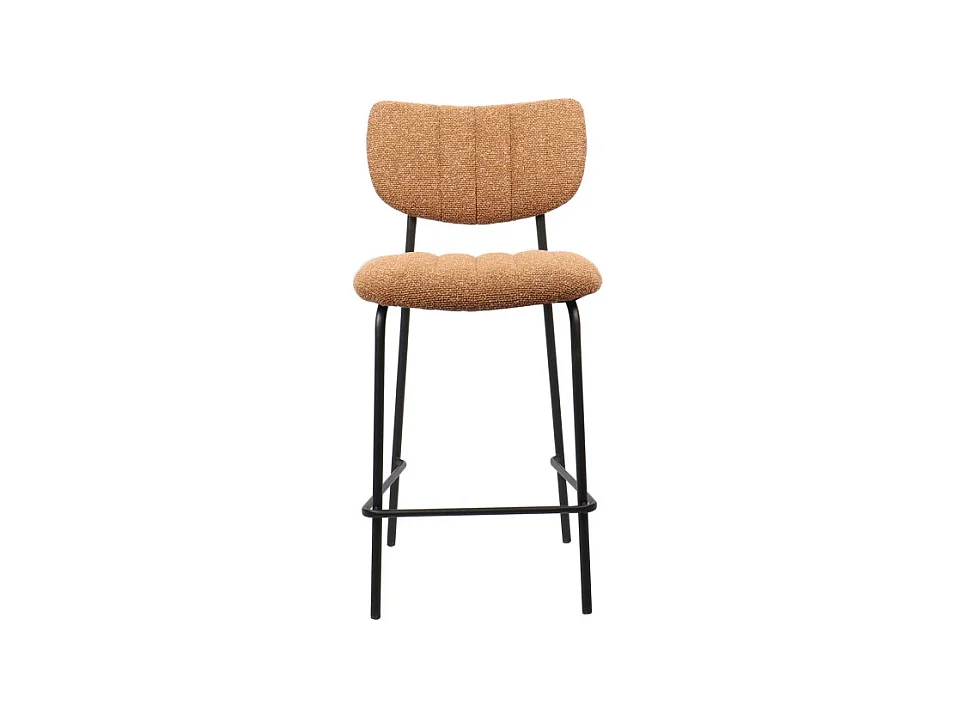 Cadeira de balcão VENTURA – Tecido laranja – Pés de metal preto – Altura 97 cm – Estilo design/industrial