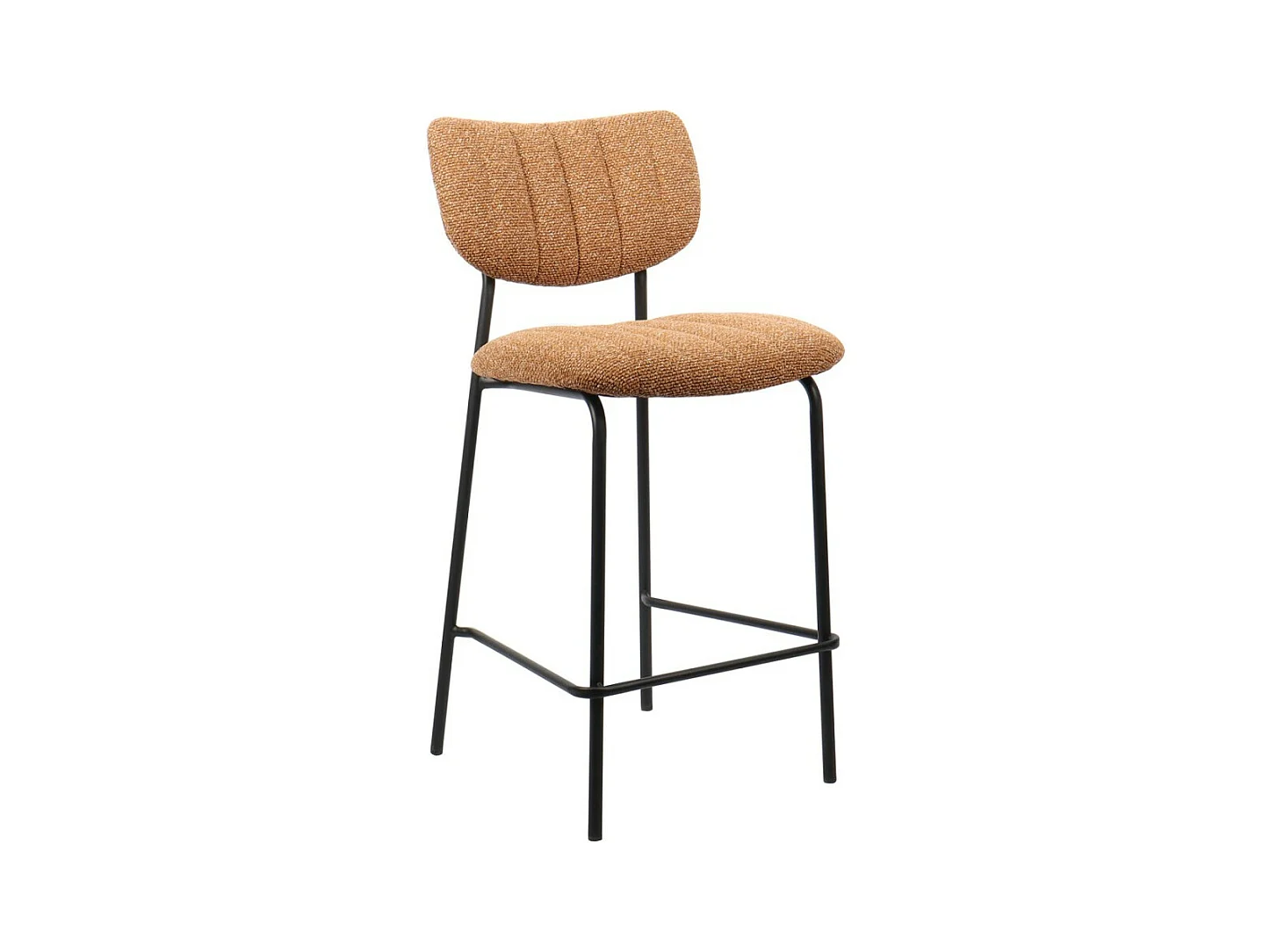 Counterstoel VENTURA – Oranje stof – Zwarte metalen poten – Hoogte 97 cm – Design/industriële stijl