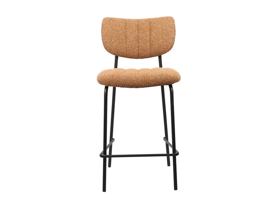 Cadeira de balcão VENTURA – Tecido laranja – Pés de metal preto – Altura 97 cm – Estilo design/industrial