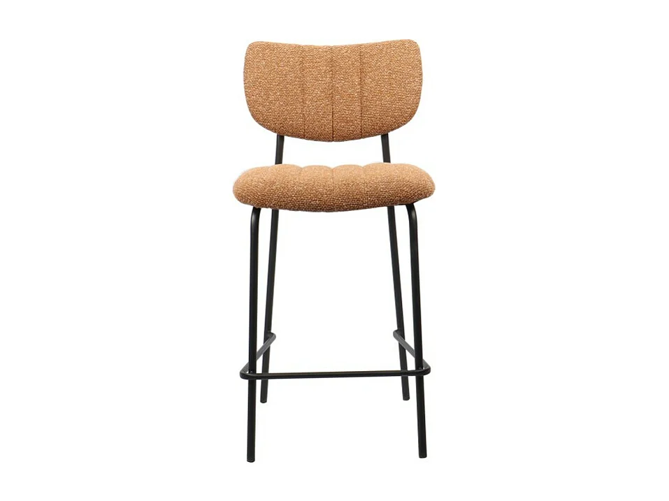 Cadeira de balcão VENTURA – Tecido laranja – Pés de metal preto – Altura 97 cm – Estilo design/industrial