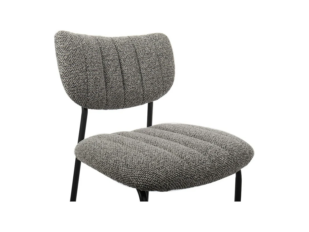 Cadeira de balcão VENTURA – Tecido cinza escuro – Pés de metal preto – Altura 97 cm – Estilo design/industrial