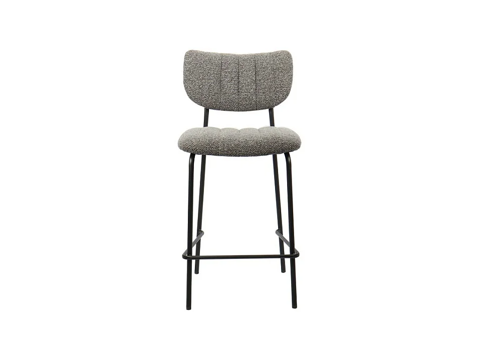 Cadeira de balcão VENTURA – Tecido cinza escuro – Pés de metal preto – Altura 97 cm – Estilo design/industrial