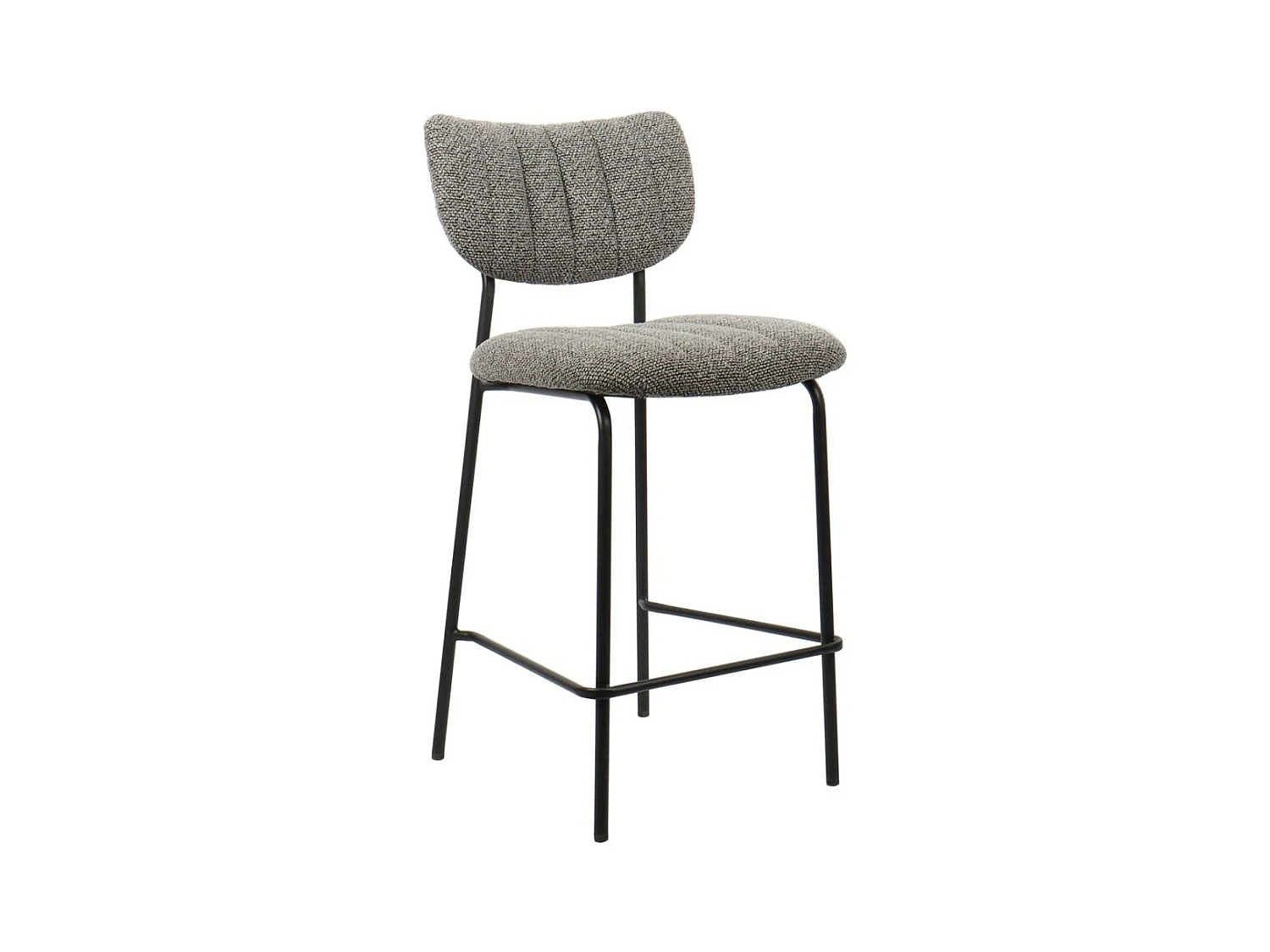 Counterstoel VENTURA – Donkergrijze stof – Zwarte metalen poten – Hoogte 97 cm – Design/industriele stijl