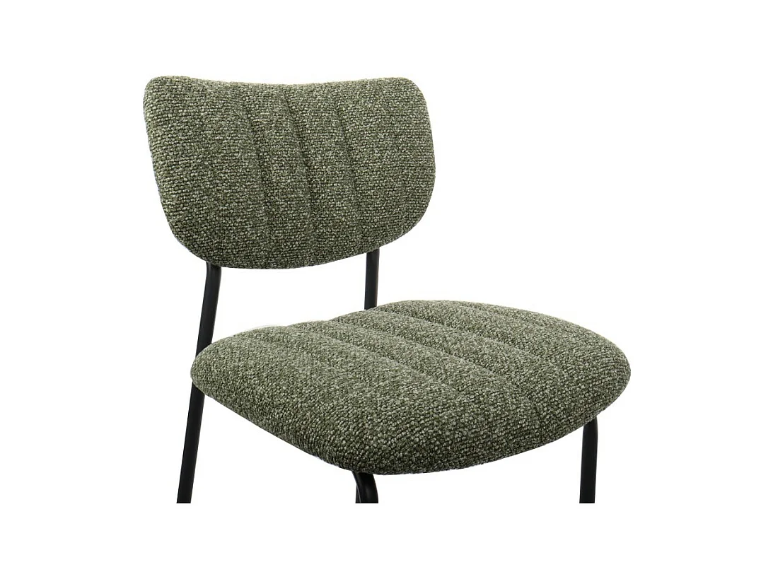 Cadeira de balcão VENTURA – Tecido verde sálvia – Pés em metal preto – Altura 97 cm – Estilo design/industrial