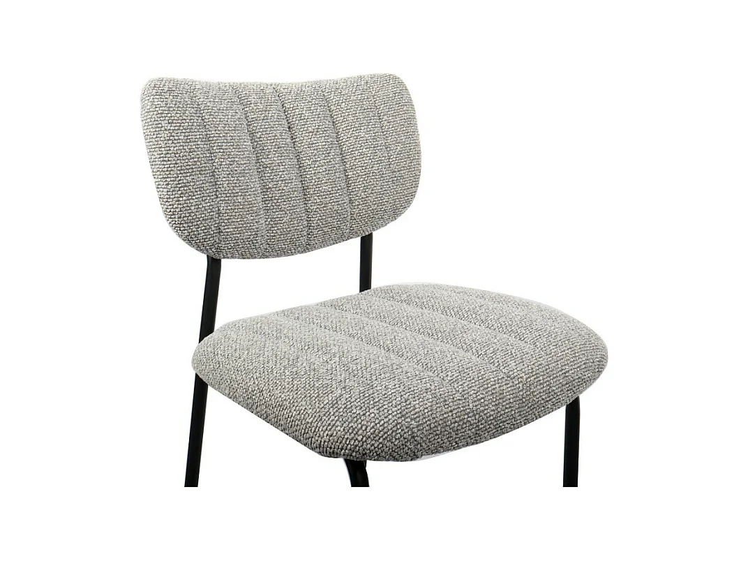 Cadeira de balcão VENTURA – Tecido cinza claro – Pés de metal preto – Altura 97 cm – Estilo design/industrial