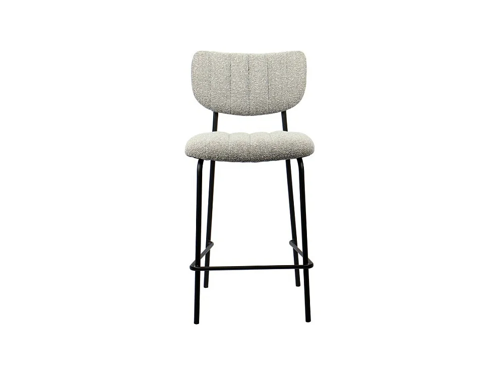 Cadeira de balcão VENTURA – Tecido cinza claro – Pés de metal preto – Altura 97 cm – Estilo design/industrial