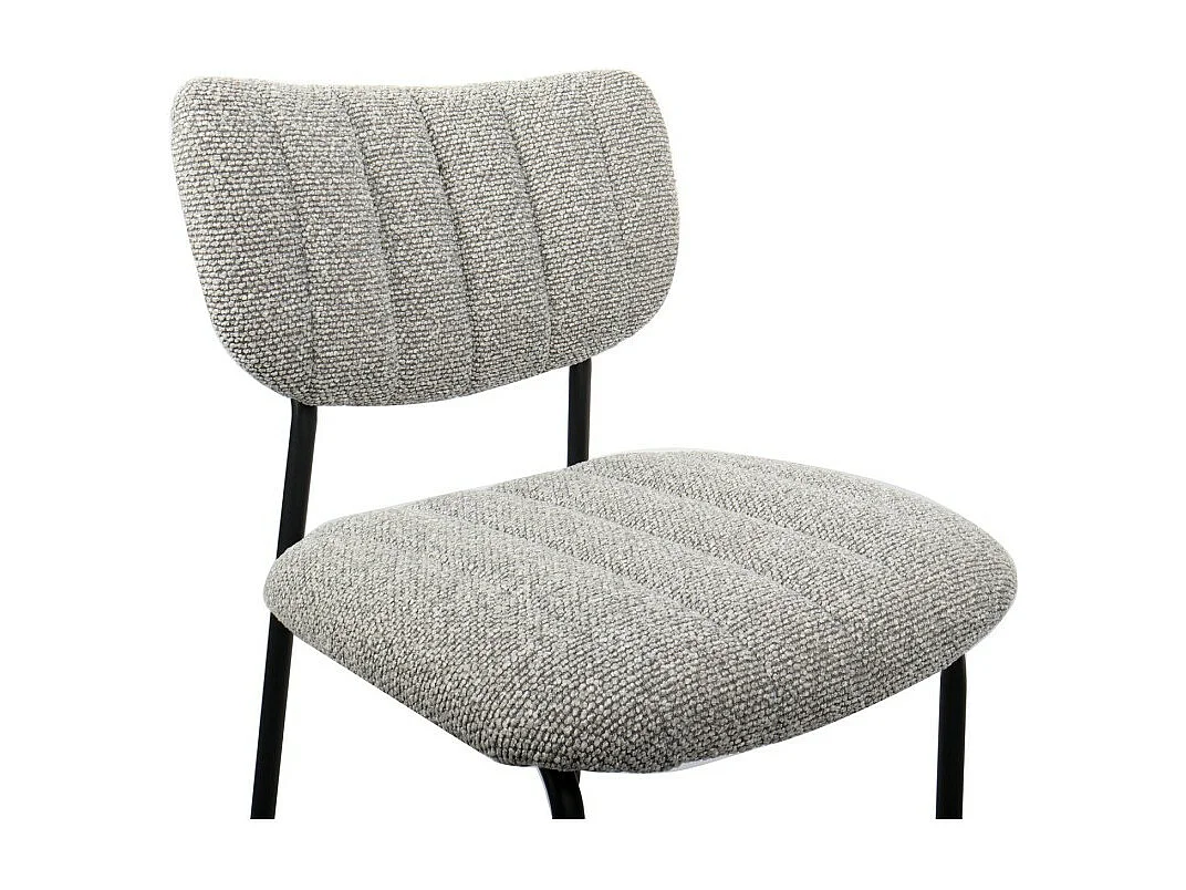 Cadeira de balcão VENTURA – Tecido cinza claro – Pés de metal preto – Altura 97 cm – Estilo design/industrial