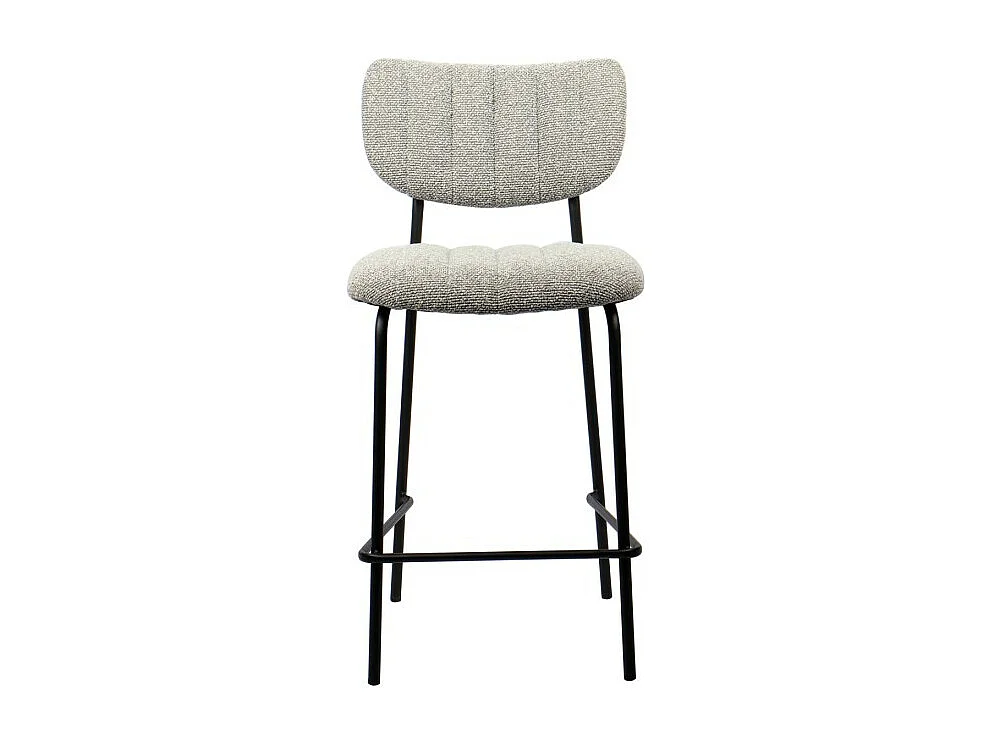 Cadeira de balcão VENTURA – Tecido cinza claro – Pés de metal preto – Altura 97 cm – Estilo design/industrial
