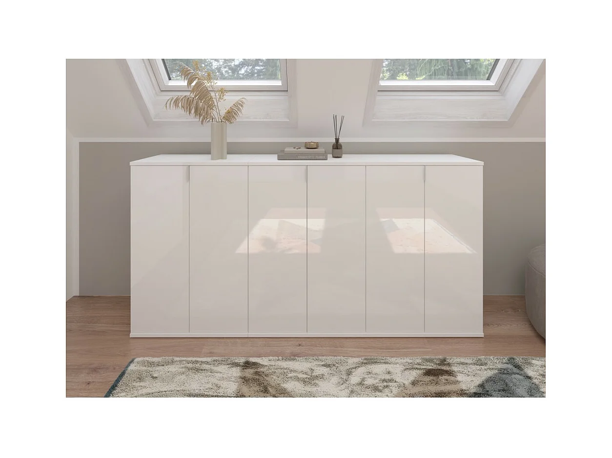 Mueble de almacenamiento BODITE – 1 puerta – Blanco lacado – Compacto y moderno