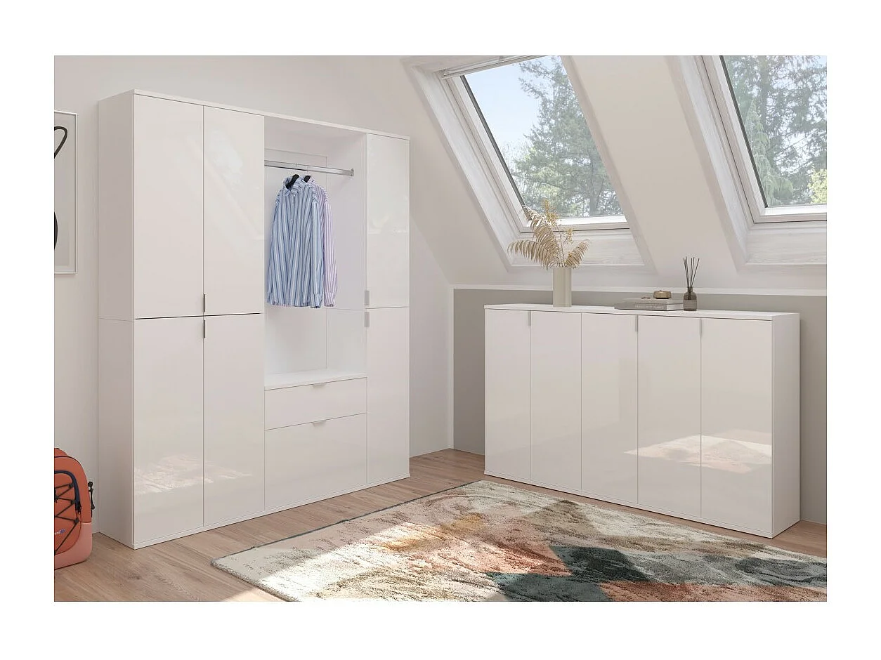 Mueble de almacenamiento BODITE – 1 puerta – Blanco lacado – Compacto y moderno